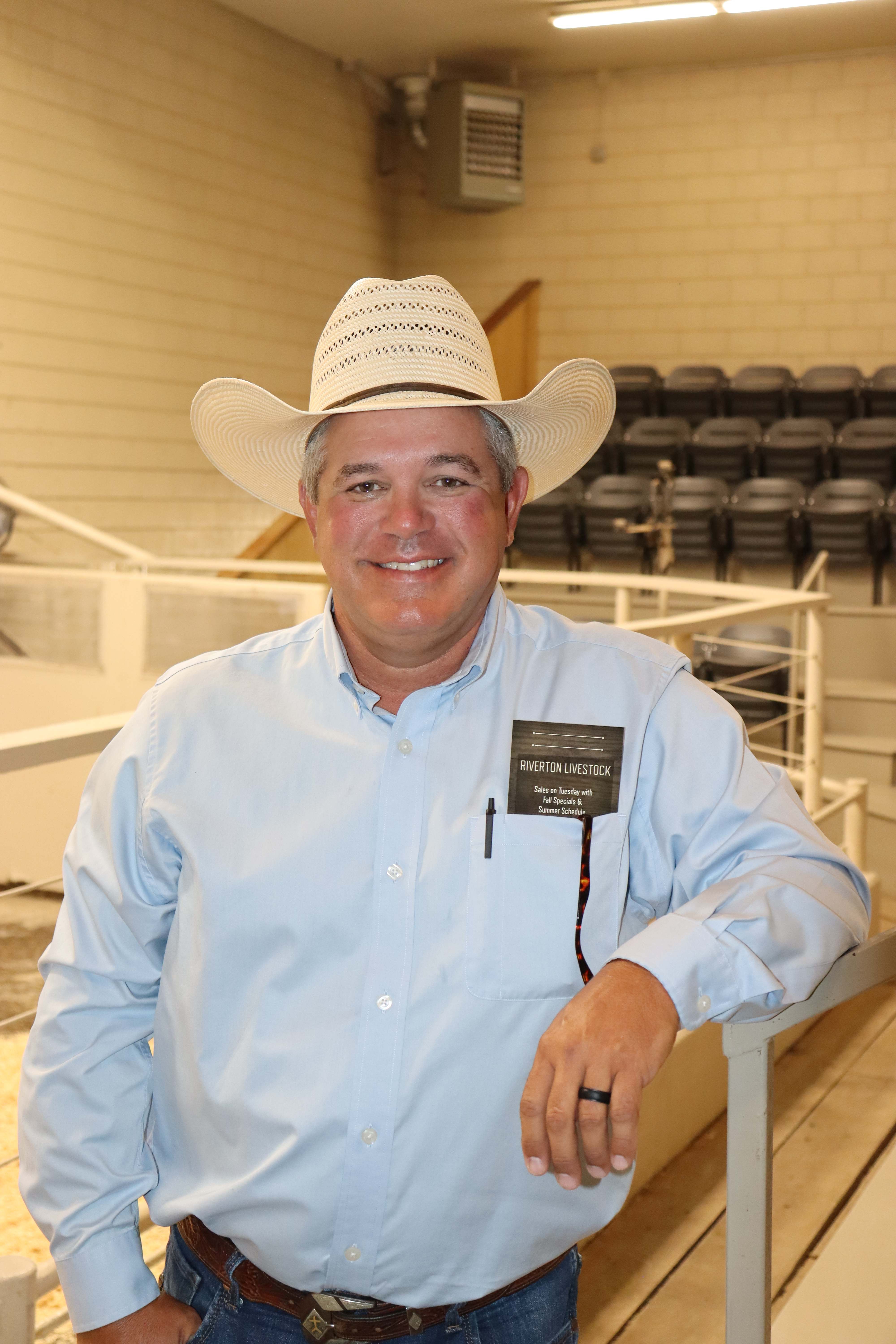 Jeff Brown, General Manager of Riverton Livestock Auction, in the sale barn arena